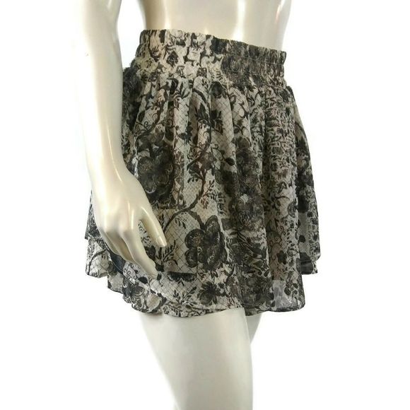 CONVERSE One Star Flowy Layer Floral Skirt 8 Mini Micro Stretch Wide Waist Band - Picture 1 of 6